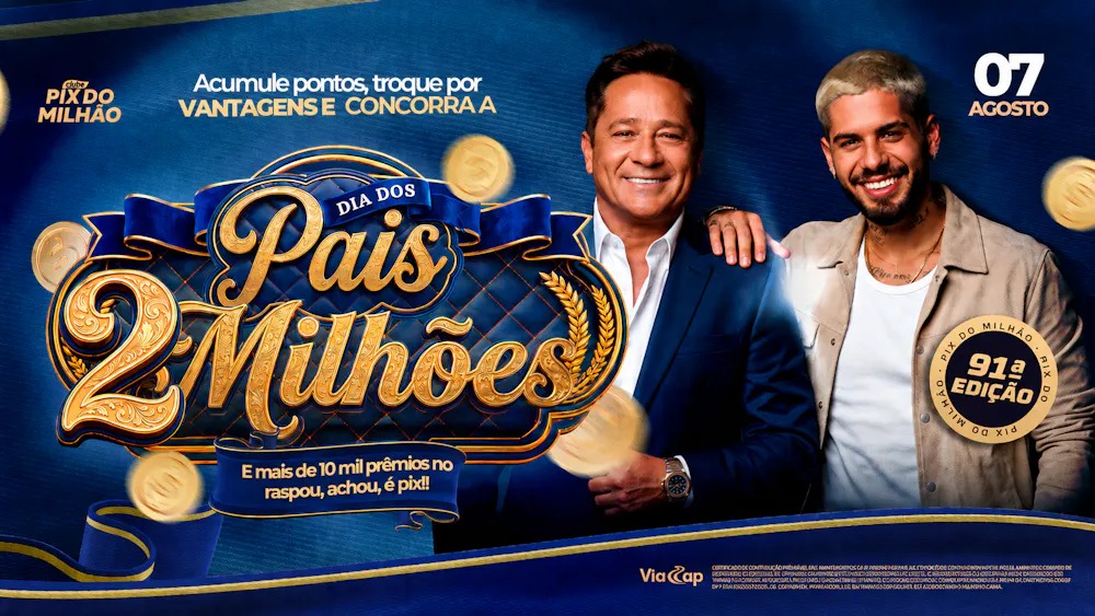 Clube de Benefícios Pix do Milhão transforma o Dia dos Pais em ação de R$ 2 milhões.