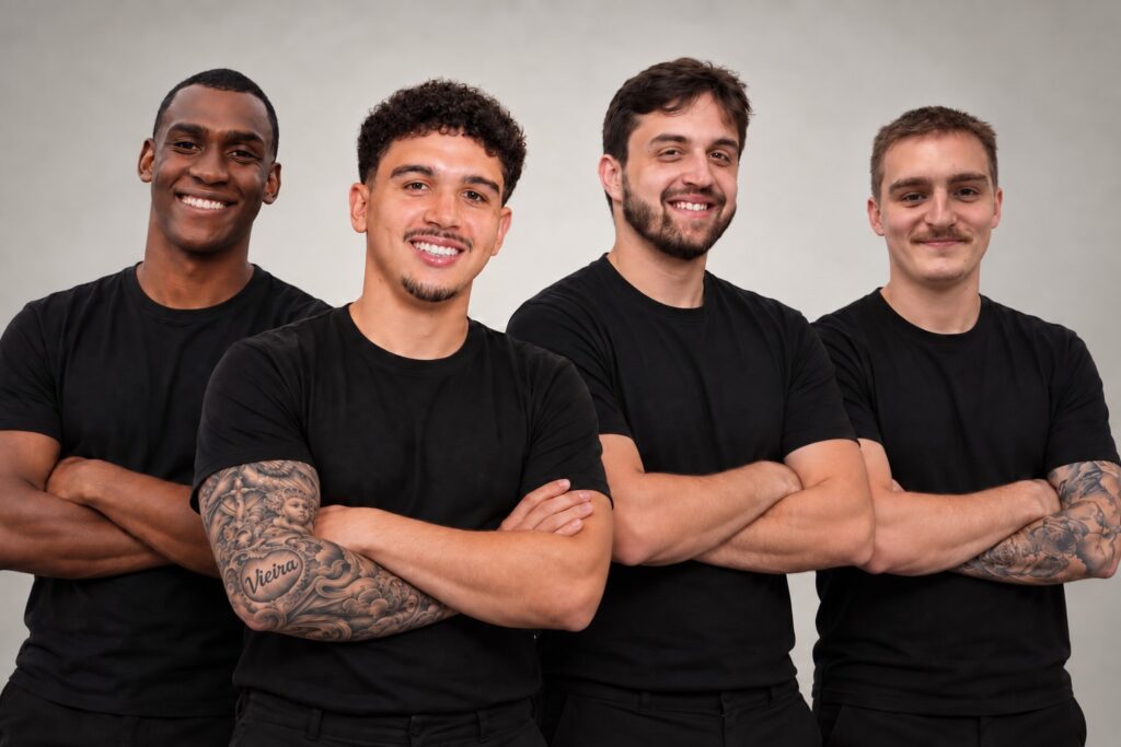 Os quatro sócios da Empregol, plataforma que conecta atletas sem contrato a clubes e agentes e chega ao mercado em outubro.